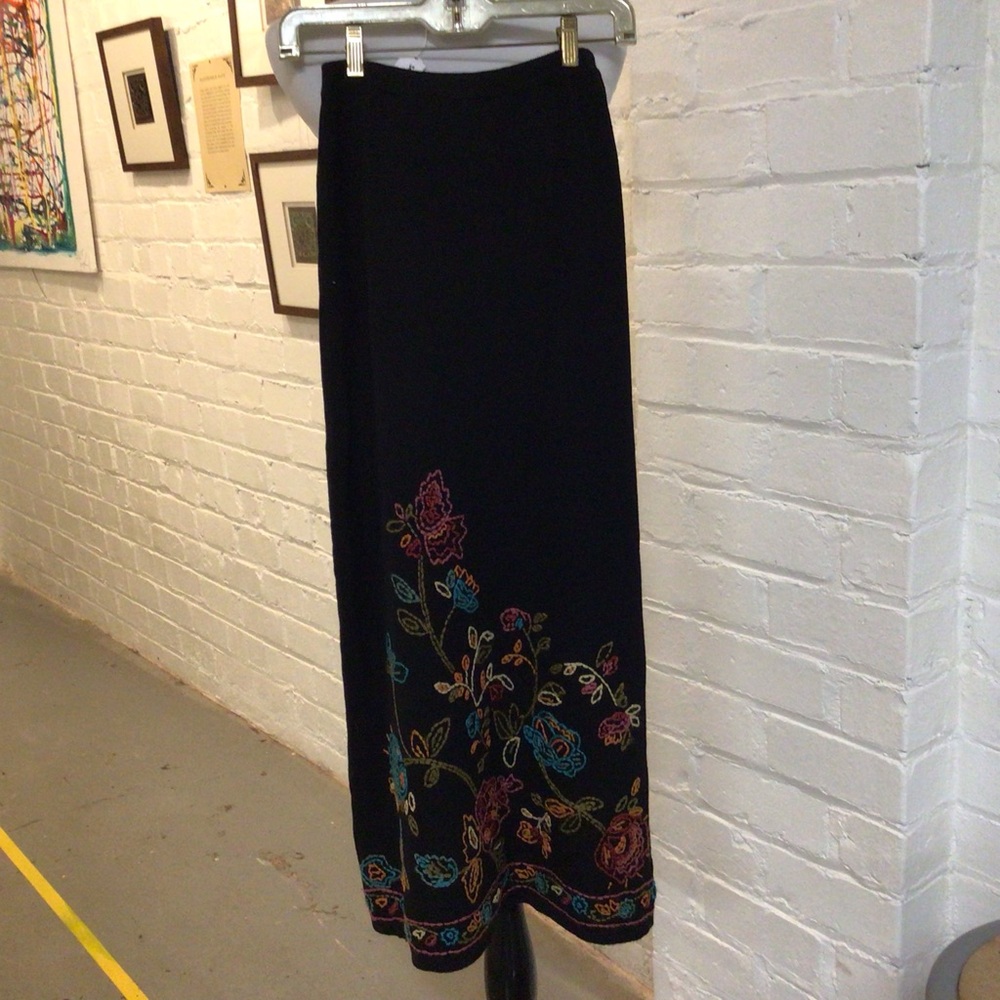 Embroidered Black Embroidered Maxi Skirt